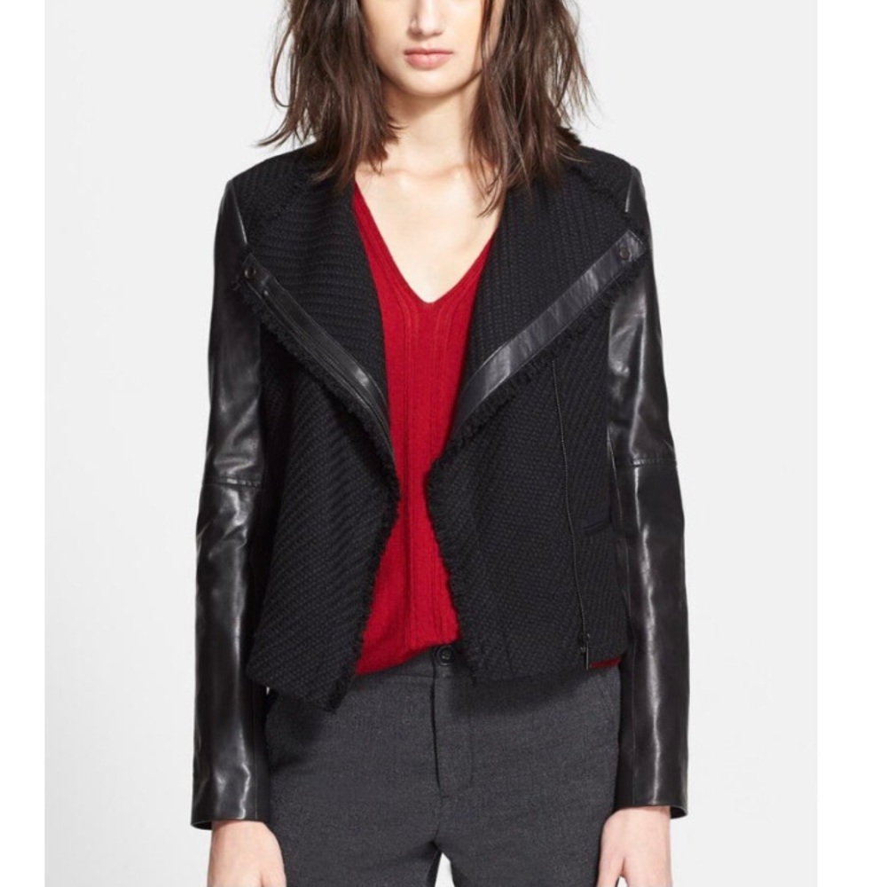 Vince wool and lamb leather moto jacket